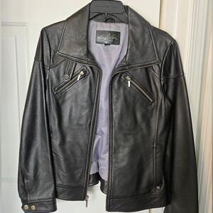 Silver jeans brand,  vintage leather jacket, sz medium